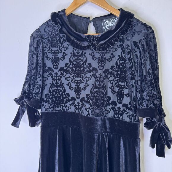 KILLSTAR Miss FurFur Black Velvet Babydoll Dress Goth Grunge Witchy Y2K XL NWT - Picture 5 of 12